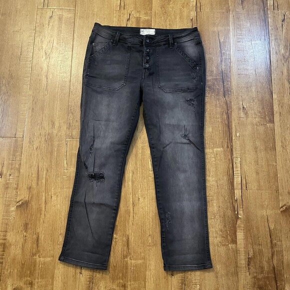 Free People Denim - Women’s Free People Black Beans Size 10 Button Up jeans bottom
